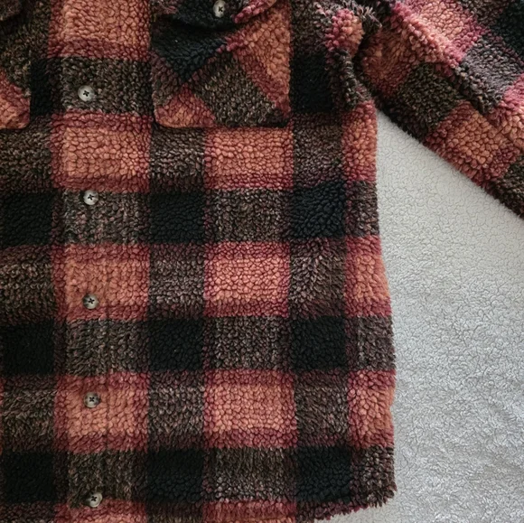 Volcom Silent Sherpa Jacket, Women's Size Large, EUC - Multicolor Plaid - Picture 3 of 10